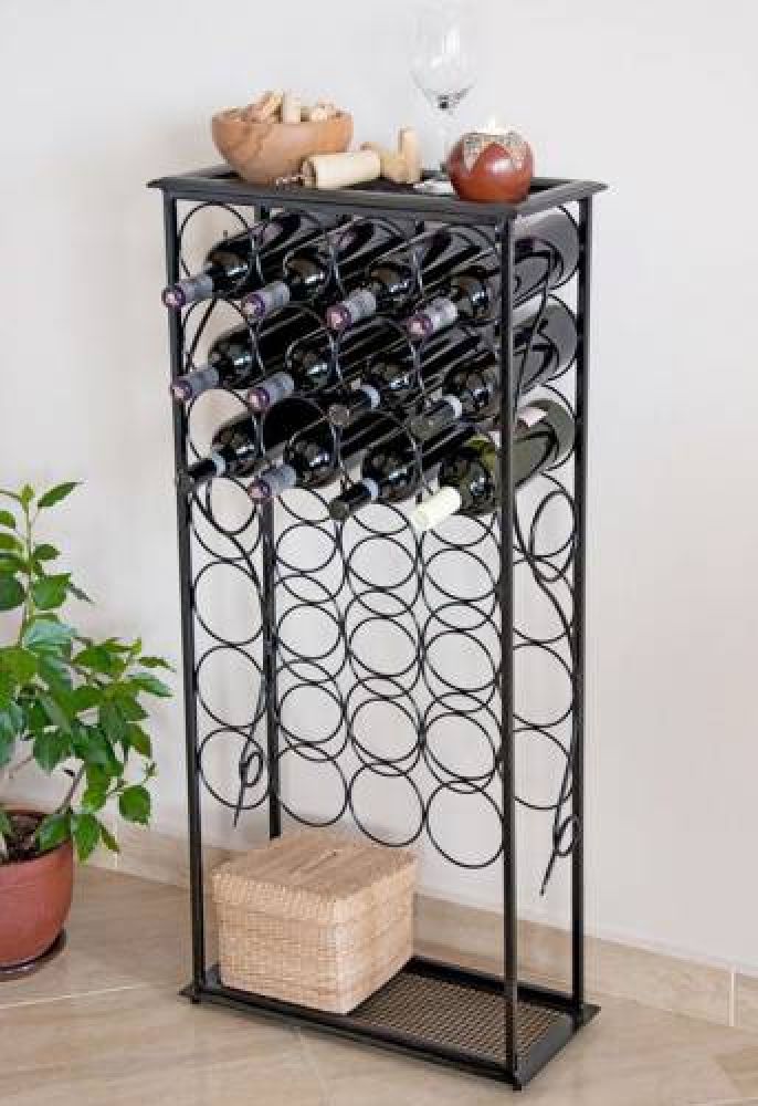 Wine rack metal black Bottle rack standing 100 cm Rico for 28 bottles