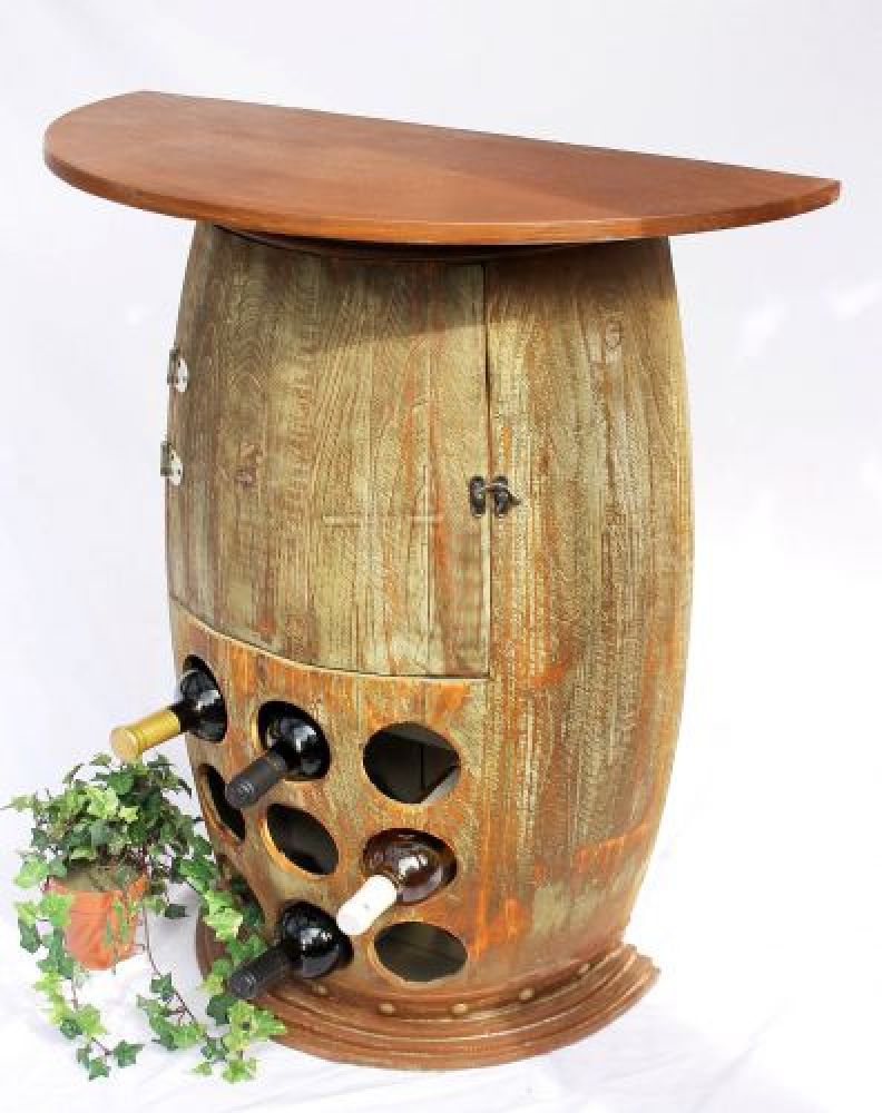 DanDiBo Weinregal Holz Halbrund Weinfass Natur 85 cm 1500 Bar Flaschenregal Flaschenständer Fass Holzfass