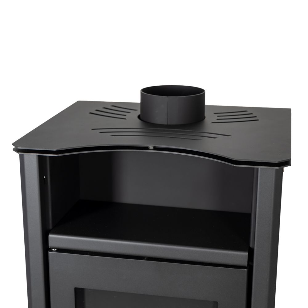 Kaminofen ABC Quadro Black Holzofen 9,5 kW mit Mehrfachbelegung Kamin Ofen Holzofen Holz Werkstattofen Heizofen