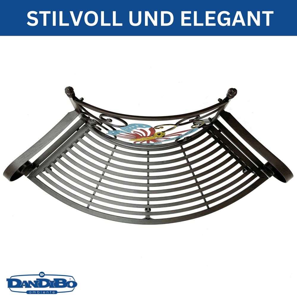 DanDiBo Baumbank Halbrund Wetterfest Metall Braun 96594 Gartenbank Viertelkreis Eisen Bank Garten Antik