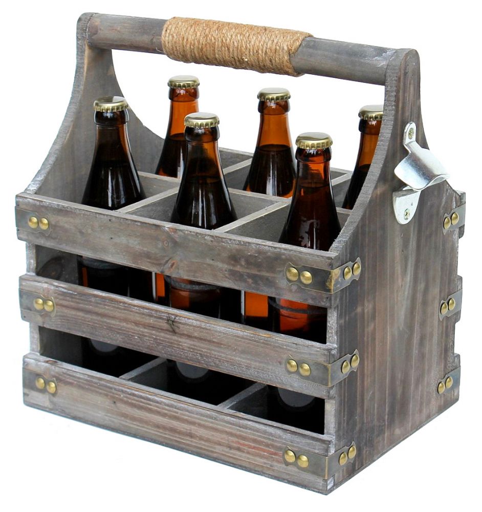 DanDiBo Wooden beer carrier with opener 93860 Bottle carrier Bottle opener Bottle basket Men's handbag Gifts for men