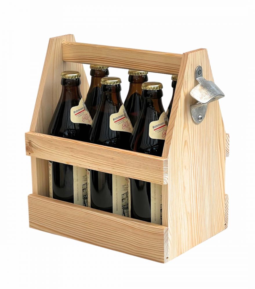 DanDiBo bottle carrier 6 bottles wooden beer carrier with bottle opener 93945 men's handbag