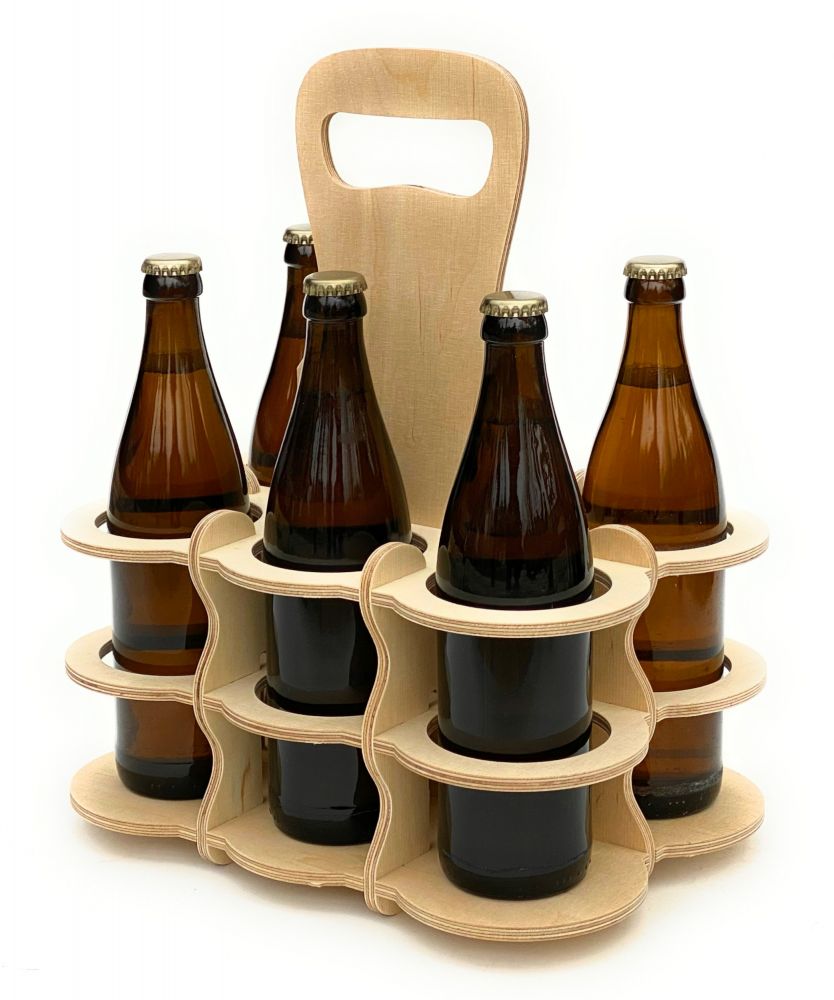 DanDiBo wooden beer carrier 6 bottles bottle carrier 96143 bottle basket men's handbag beer