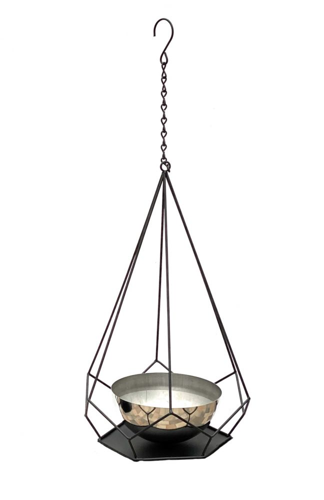 DanDiBo Blumenampel Innen Metall Wand Hängepflanzen 59 cm 96095 S mit Topf 6 Ecken Pflanzenhänger Blumenhänger Topfhänger Blumen Blumentopfhänger Hängetopf