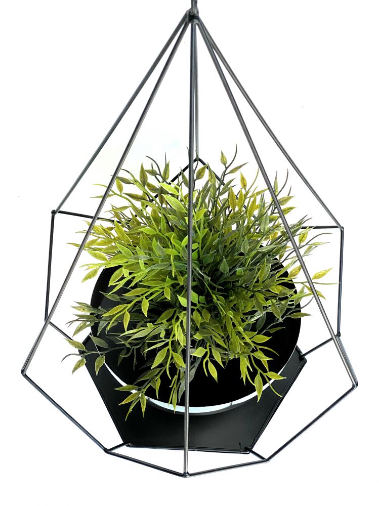 DanDiBo Blumenampel Innen Metall Wand Hängepflanzen 59 cm 96095 S mit Topf 6 Ecken Pflanzenhänger Blumenhänger Topfhänger Blumen Blumentopfhänger Hängetopf