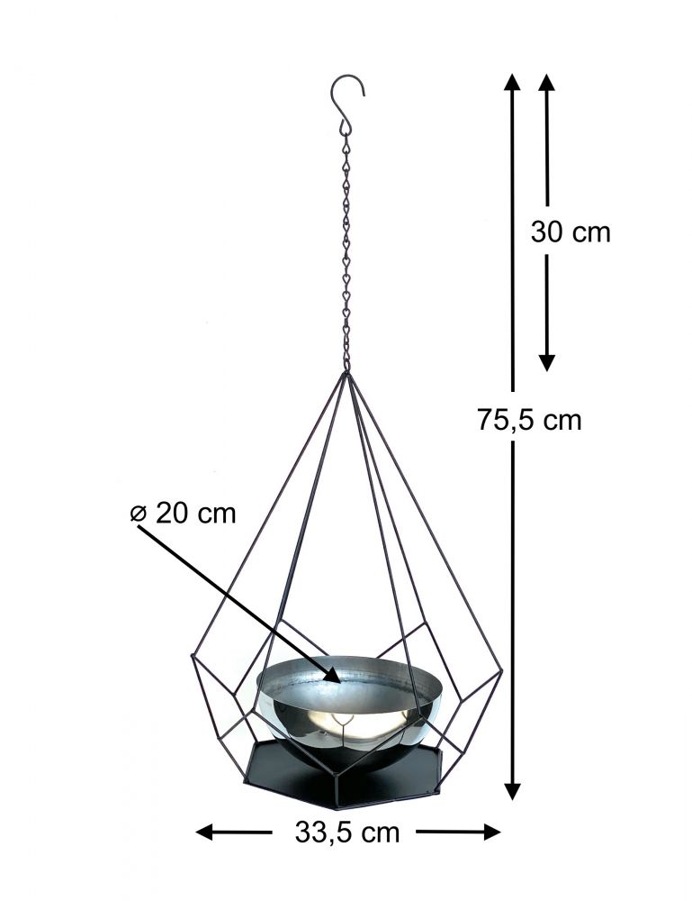 DanDiBo Blumenampel Innen Metall Wand Hängepflanzen 76 cm 96095 L mit Topf 6 Ecken Pflanzenhänger Blumenhänger Topfhänger Blumen Blumentopfhänger Hängetopf