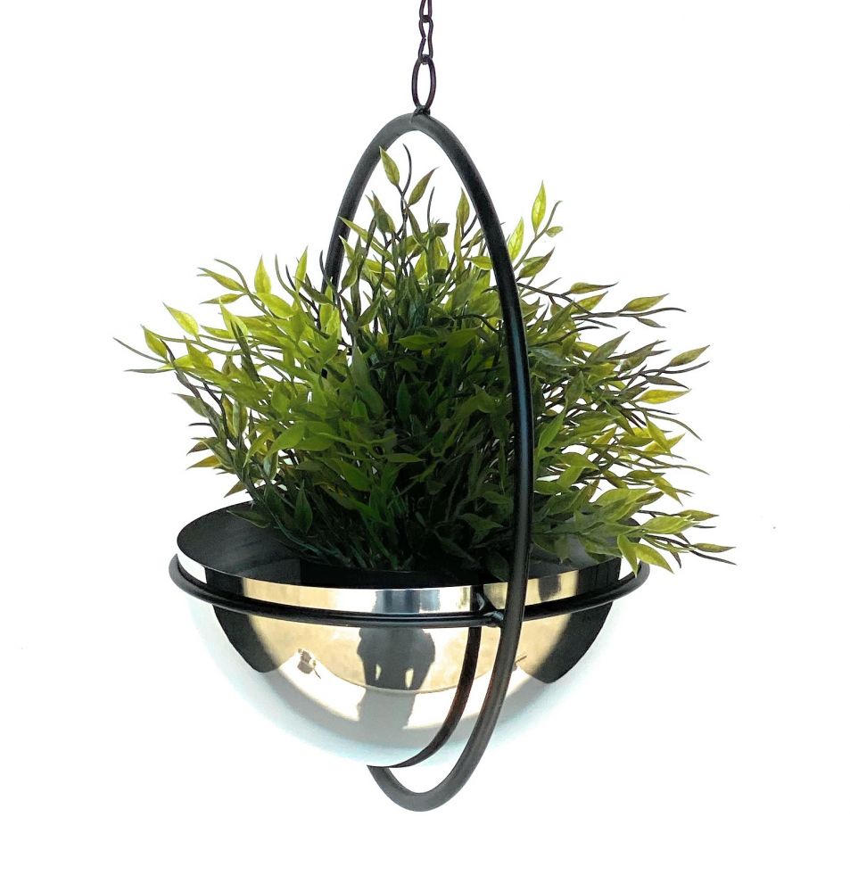 DanDiBo Blumenampel Innen Metall Wand Hängepflanzen 53 cm 96087 M mit Topf Silber Pflanzenhänger Blumenhänger Topfhänger Blumen Blumentopfhänger Hängetopf