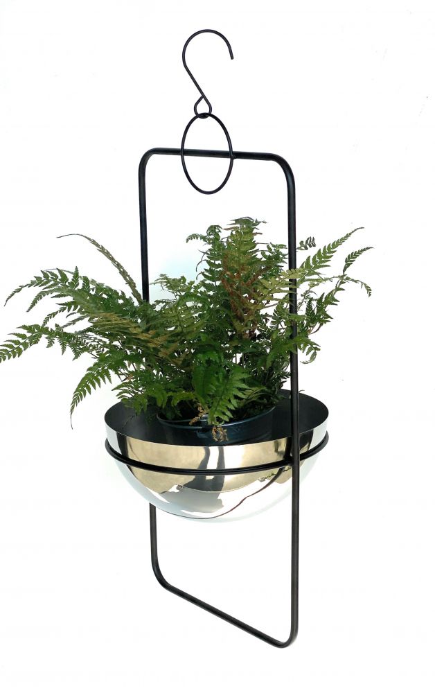 DanDiBo Blumenampel Innen Metall Wand Hängepflanzen 54 cm 96083 M mit Topf Silber Pflanzenhänger Blumenhänger Topfhänger Blumen Blumentopfhänger Hängetopf