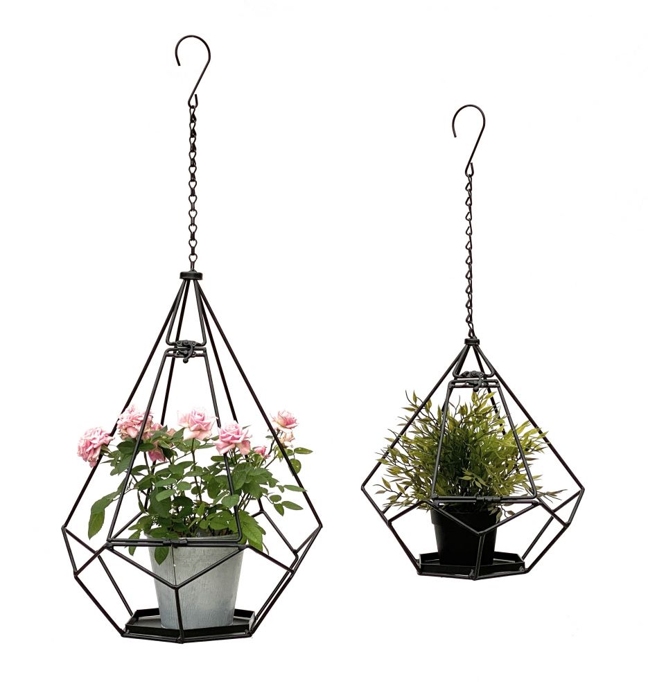 DanDiBo Blumenampel Innen Metall Wand Hängepflanzen 64 cm & 82 cm 96075 2er Set mit Tür 6 Ecken Pflanzenhänger Blumenhänger Topfhänger Blumen Blumentopfhänger Hängetopf