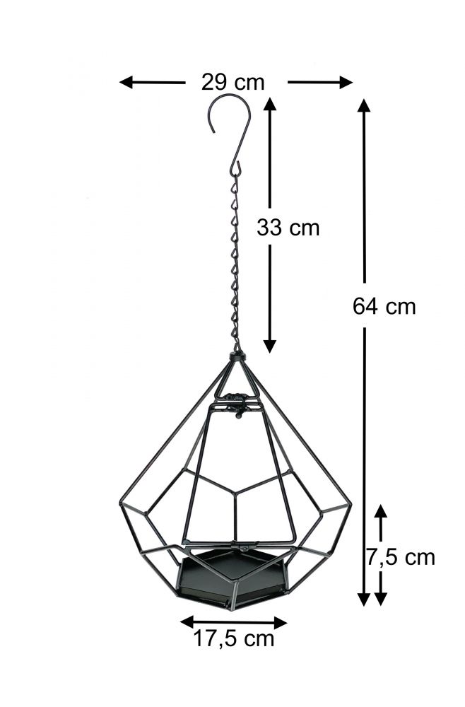 DanDiBo Blumenampel Innen Metall Wand Hängepflanzen 64 cm 96075 S mit Tür 6 Ecken Pflanzenhänger Blumenhänger Topfhänger Blumen Blumentopfhänger Hängetopf