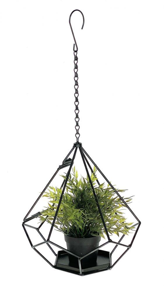 DanDiBo Blumenampel Innen Metall Wand Hängepflanzen 64 cm 96075 S mit Tür 6 Ecken Pflanzenhänger Blumenhänger Topfhänger Blumen Blumentopfhänger Hängetopf