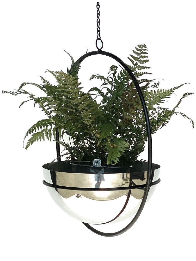 DanDiBo Blumenampel Innen Metall Wand Hängepflanzen 78 cm 96087 L mit Topf Silber Pflanzenhänger Blumenhänger Topfhänger Blumen Blumentopfhänger Hängetopf