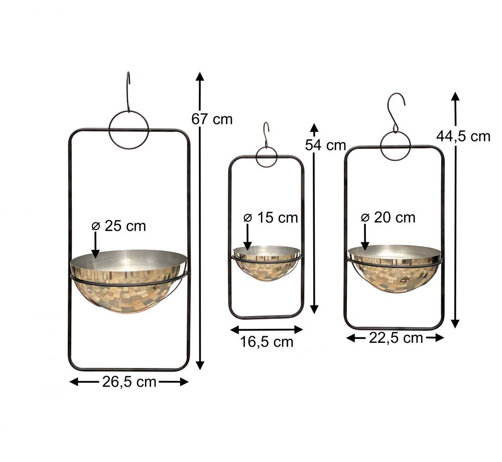 DanDiBo Blumenampel Innen Metall Wand Hängepflanzen 96083 3er Set mit Topf Silber Pflanzenhänger Blumenhänger Topfhänger Blumen Blumentopfhänger Hängetopf