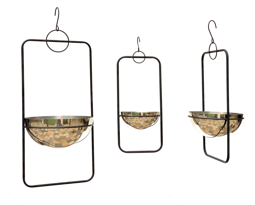 DanDiBo Blumenampel Innen Metall Wand Hängepflanzen 96083 3er Set mit Topf Silber Pflanzenhänger Blumenhänger Topfhänger Blumen Blumentopfhänger Hängetopf