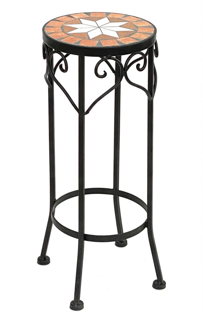 Blumenhocker Merano 46cm Mosaik 12011 Blumenständer Hocker Rund Beistelltisch