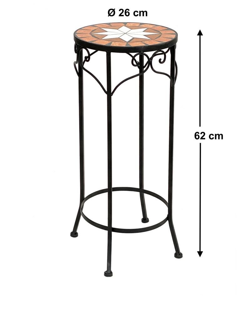 Blumenhocker Merano 62cm Mosaik 12011 Blumenständer Hocker Rund Beistelltisch