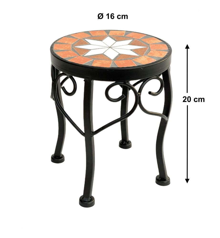 DanDiBo Flower Stool Mosaic Round 20 cm Flower Stand 12014 Side Table Plant Stand Mosaic Table Small