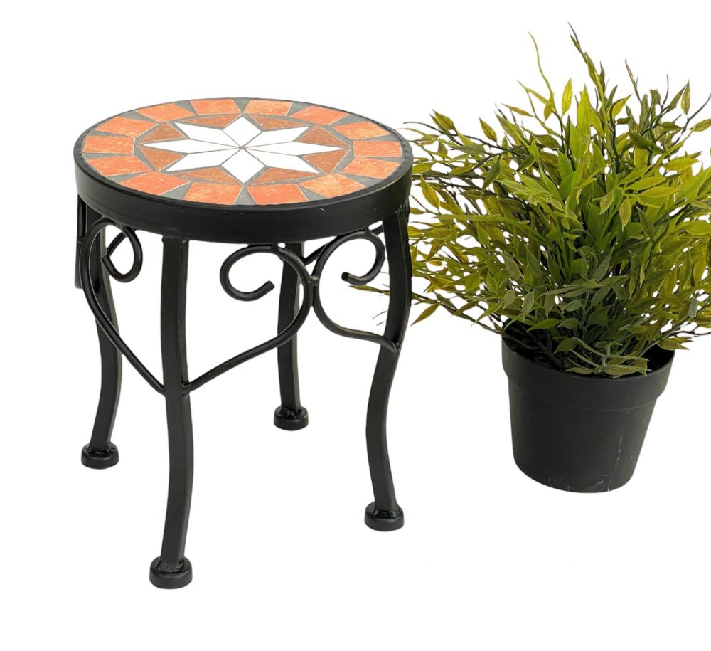 DanDiBo Flower Stool Mosaic Round 20 cm Flower Stand 12014 Side Table Plant Stand Mosaic Table Small