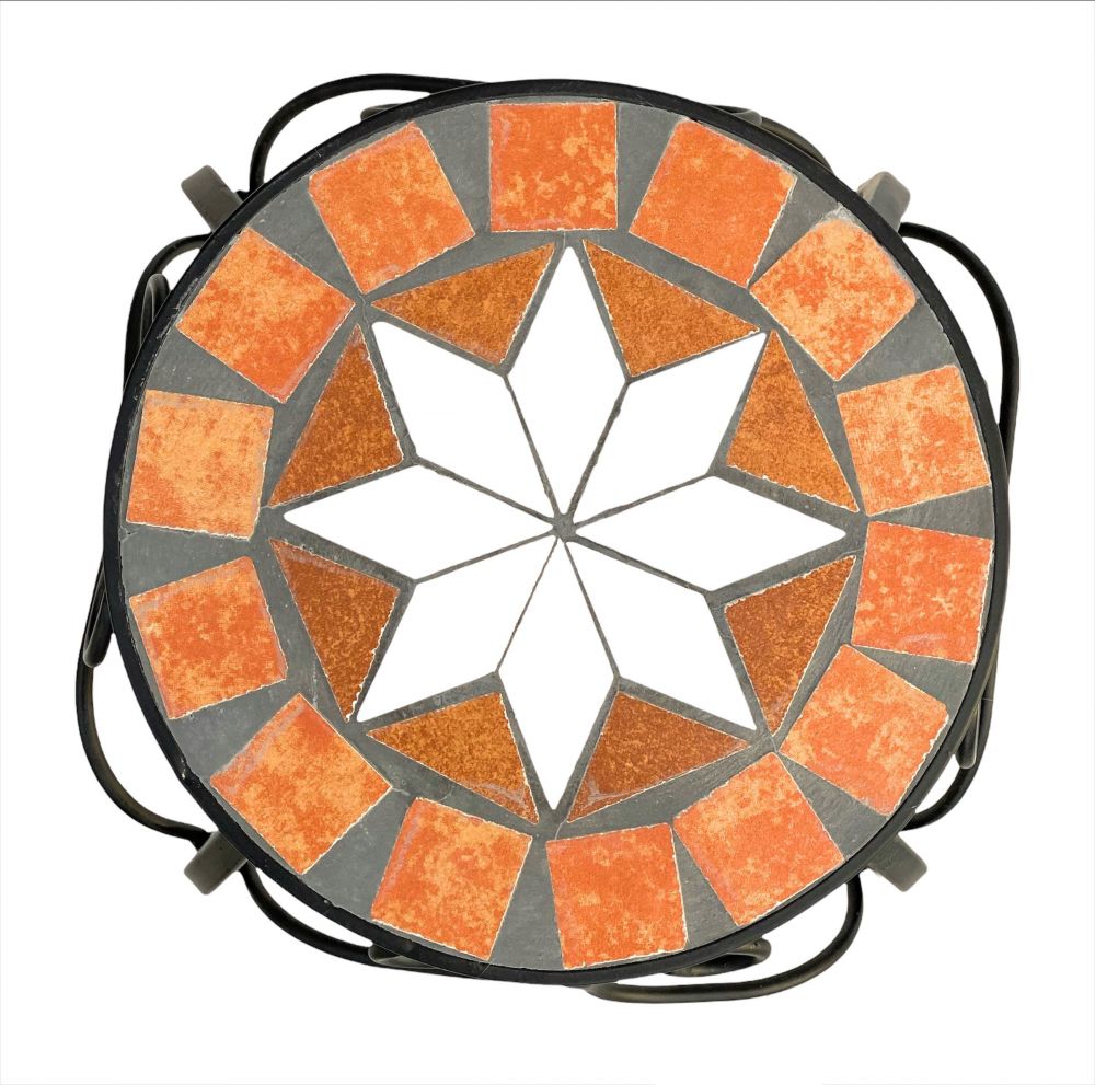 Blumenhocker Merano Mosaik 12014 Blumenständer 27cm Hocker Rund Beistelltisch