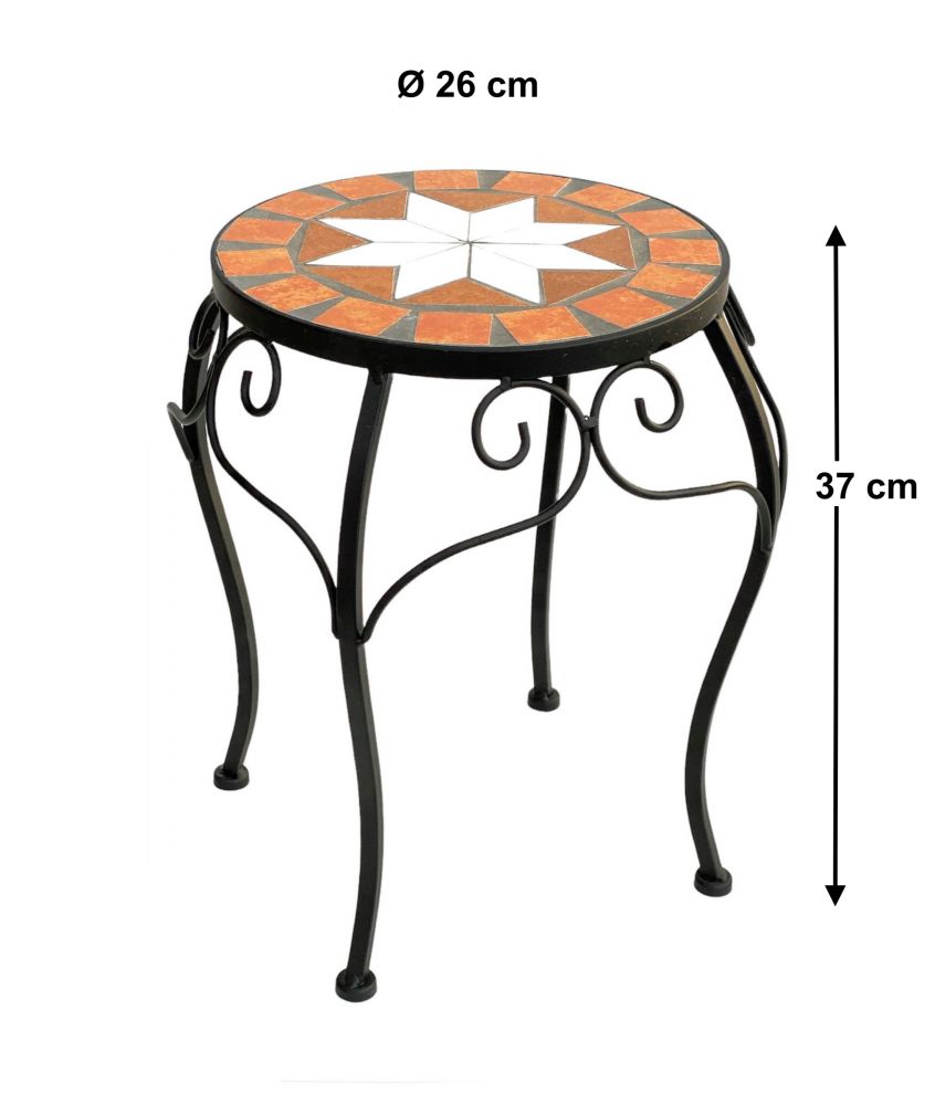 Blumenhocker Merano Mosaik 12014 Blumenständer 37cm Hocker Rund Beistelltisch