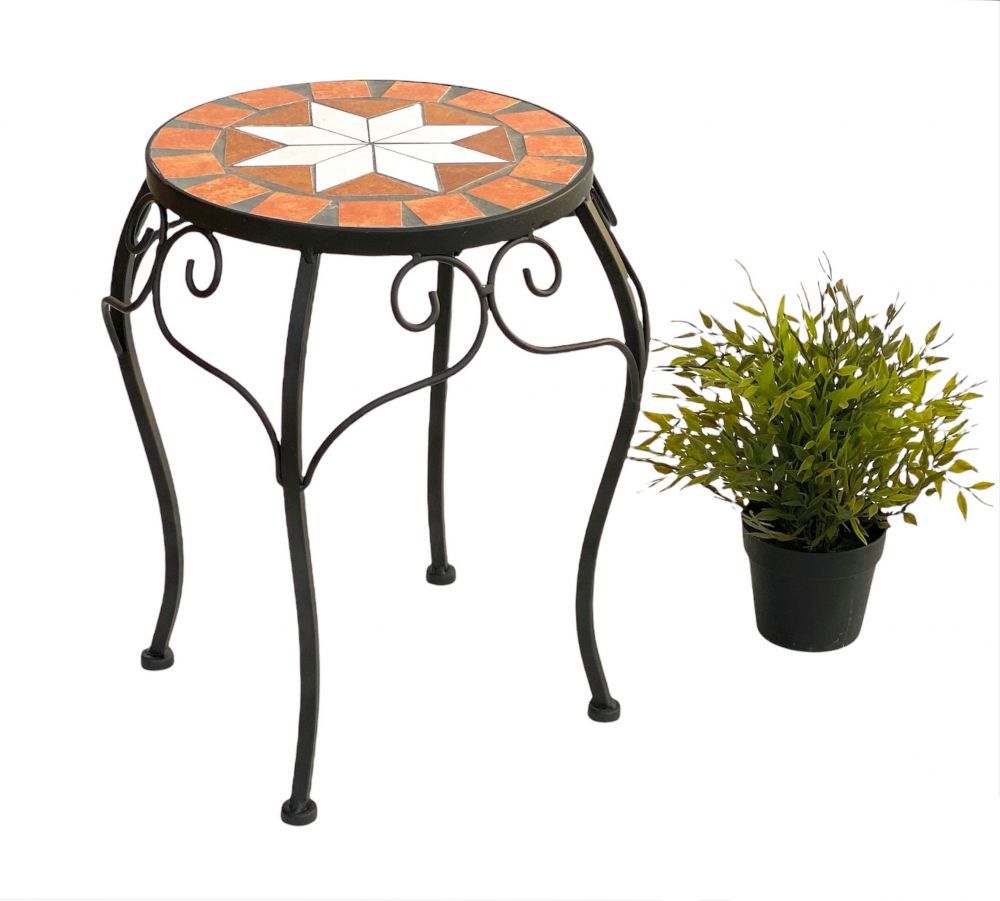 Blumenhocker Merano Mosaik 12014 Blumenständer 37cm Hocker Rund Beistelltisch