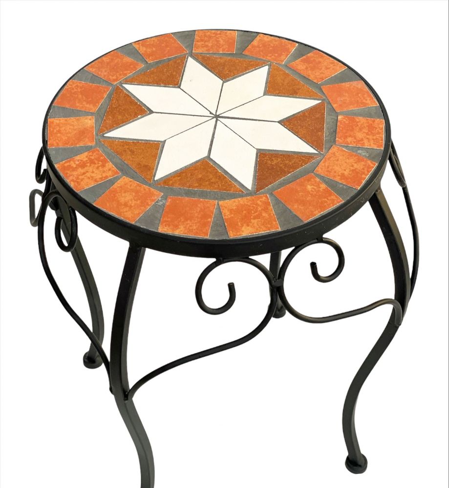 Blumenhocker Merano Mosaik 12014 Blumenständer 37cm Hocker Rund Beistelltisch