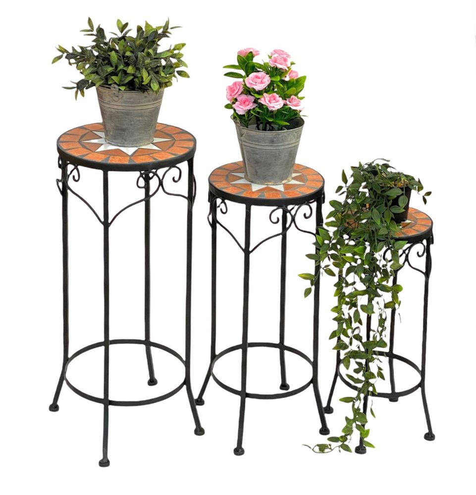 Blumenhocker Merano Mosaik 3er Set 12011 Blumenständer 46 ,54, 62cm Hocker Rund