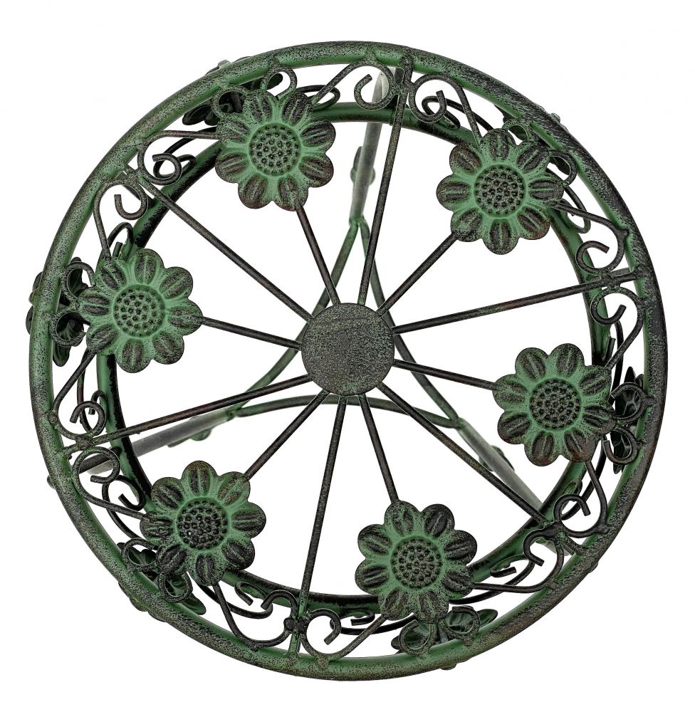 Blumenhocker Metall Grün Rund 60 cm Blumenständer 96008 M Blumensäule Antik Pflanzenständer Pflanzenhocker Vintage