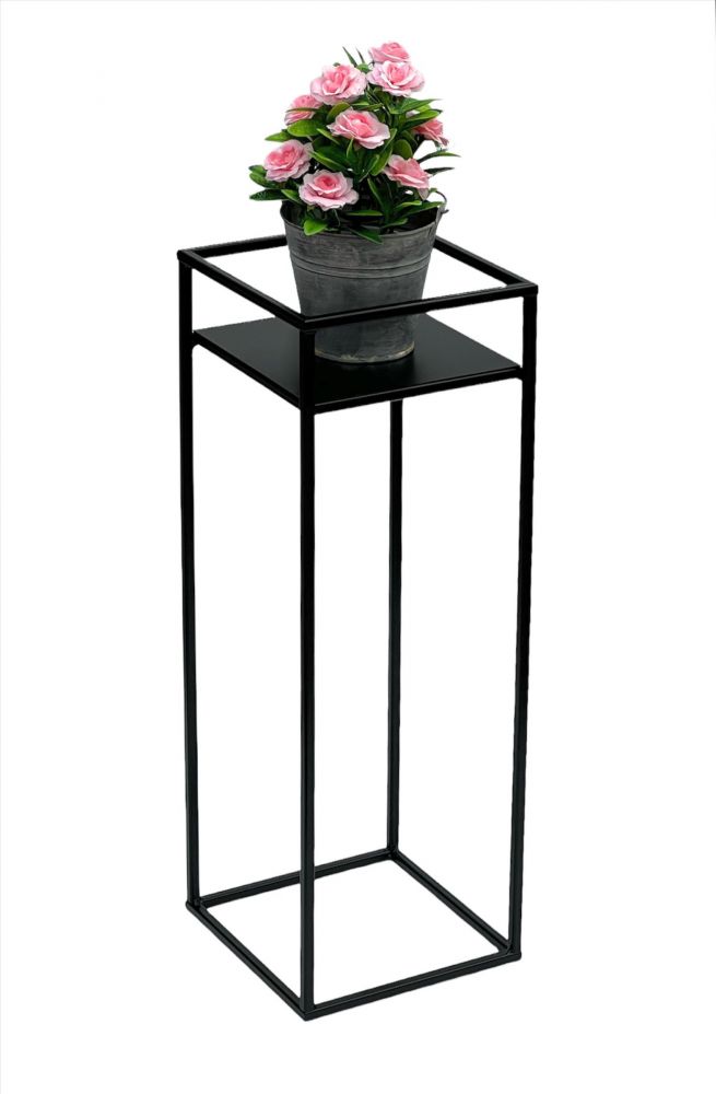 DanDiBo Blumenhocker Metall Schwarz Eckig 62 cm Blumenständer Beistelltisch 453 Blumensäule Modern Pflanzenständer Pflanzenhocker