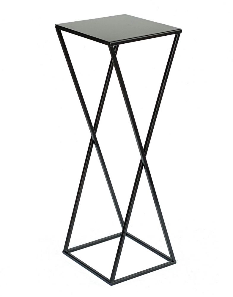 DanDiBo Blumenhocker Metall Schwarz Eckig 68 cm Blumenständer Beistelltisch 437 Blumensäule Modern Pflanzenständer Pflanzenhocker