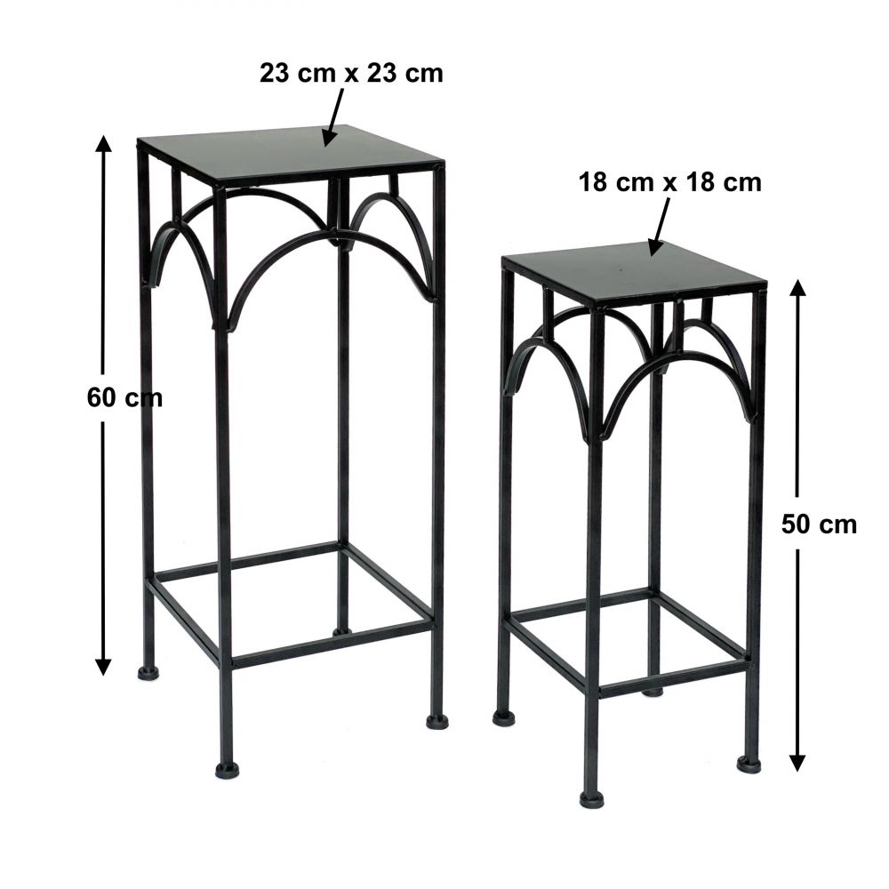 DanDiBo Blumenhocker Metall Schwarz Eckig Blumenständer 96132 2er Set Beistelltisch Blumensäule Modern Pflanzenständer Pflanzenhocker