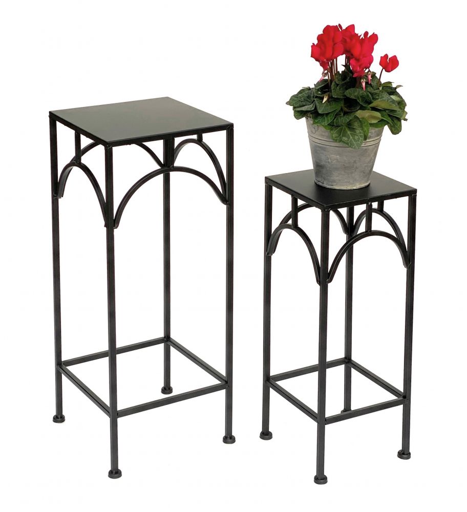 DanDiBo Blumenhocker Metall Schwarz Eckig Blumenständer 96132 2er Set Beistelltisch Blumensäule Modern Pflanzenständer Pflanzenhocker
