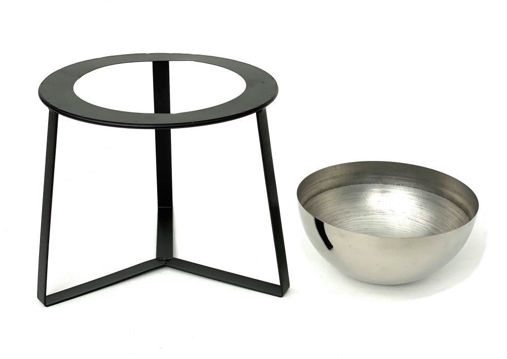 DanDiBo Blumenhocker Metall mit Topf Schwarz Silber 27 cm Blumenständer 96091 M Blumensäule Modern Pflanzenständer Pflanzenhocker