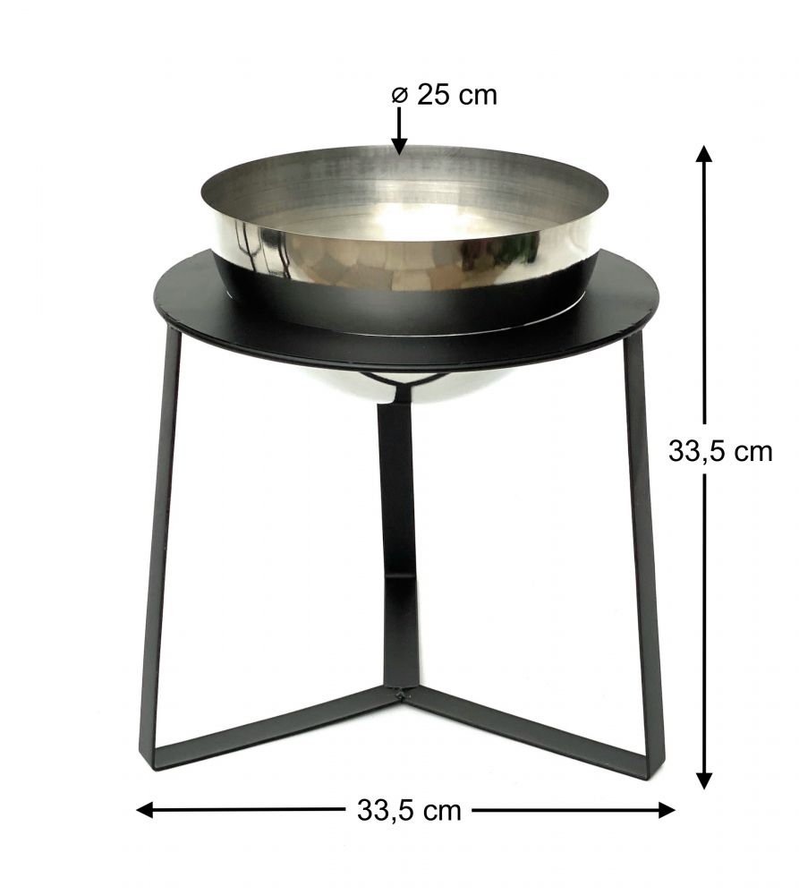 DanDiBo Blumenhocker Metall mit Topf Schwarz Silber 34 cm Blumenständer 96091 L Blumensäule Modern Pflanzenständer Pflanzenhocker