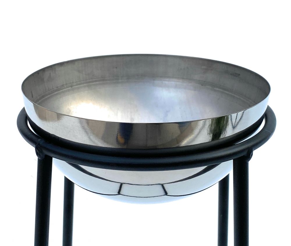 DanDiBo Flower Stool Metal with Pot Black Silver 43.5 cm Flower Stand 96078 S Flower Column Modern Plant Stand Plant Stool