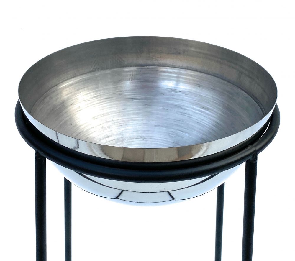 DanDiBo Blumenhocker Metall mit Topf Schwarz Silber 56 cm Blumenständer 96078 M Blumensäule Modern Pflanzenständer Pflanzenhocker