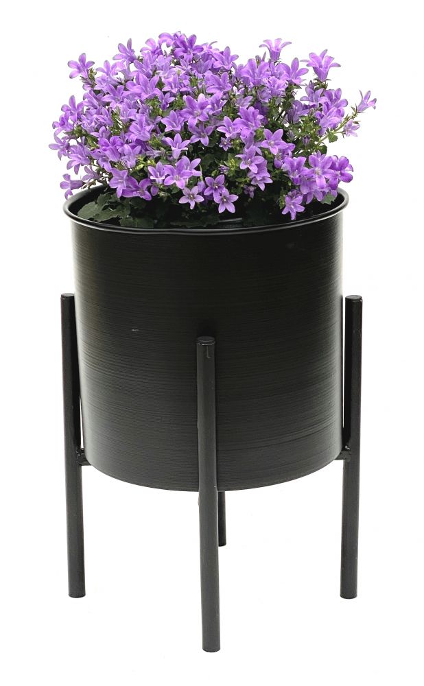 DanDiBo Blumenhocker mit Topf Metall Schwarz 32 cm Blumenständer 96153 Blumensäule Modern Pflanzenständer Pflanzenhocker