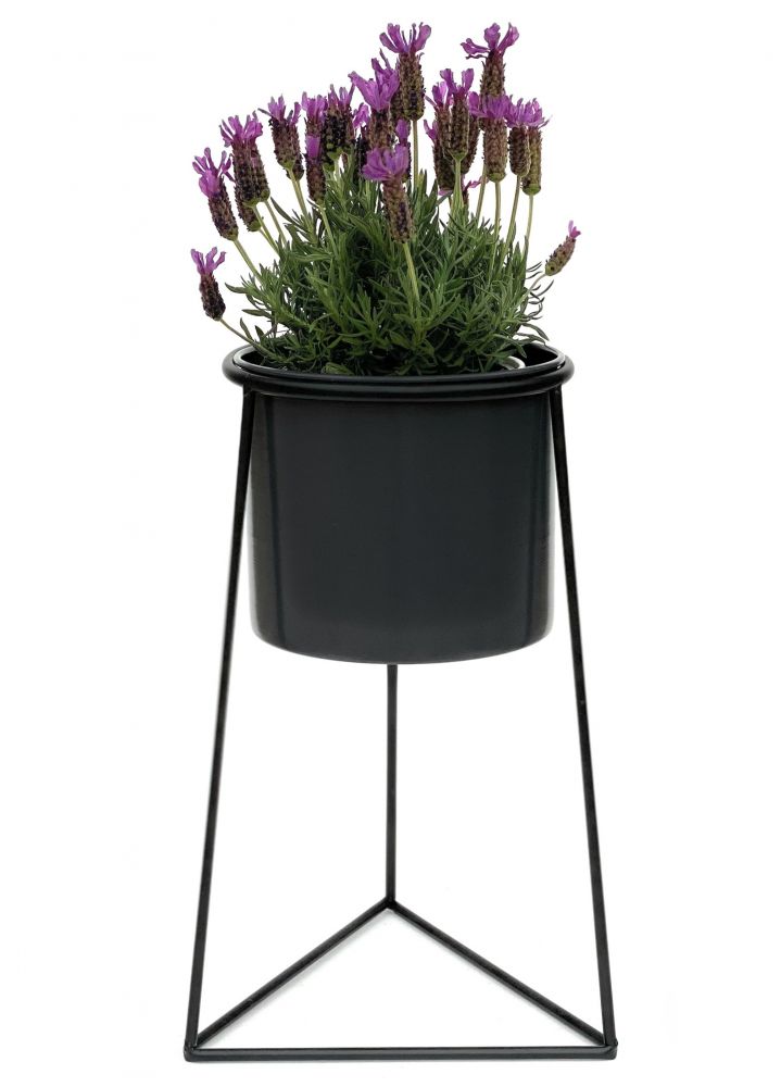 DanDiBo Flower Stool with Pot Metal Black L 45 cm Flower Stand 96052 Flower Column Modern Plant Stand Plant Stool