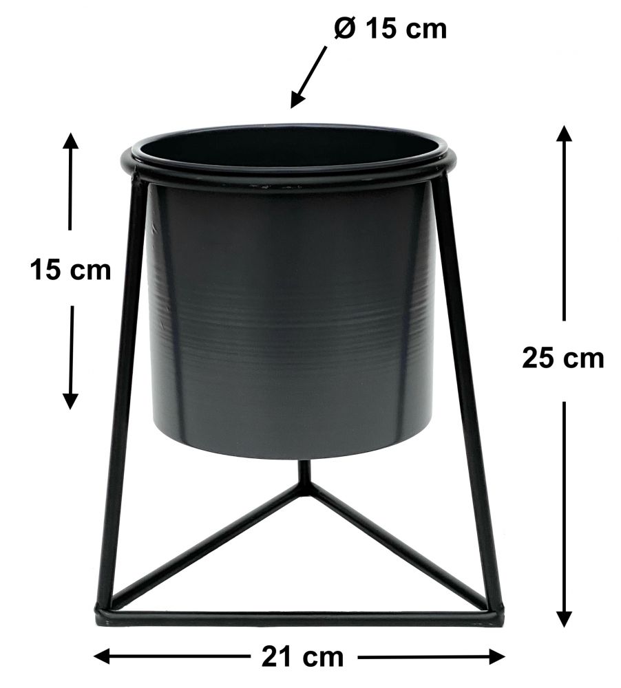 DanDiBo Blumenhocker mit Topf Metall Schwarz S 25 cm Blumenständer 96052 Blumensäule Modern Pflanzenständer Pflanzenhocker