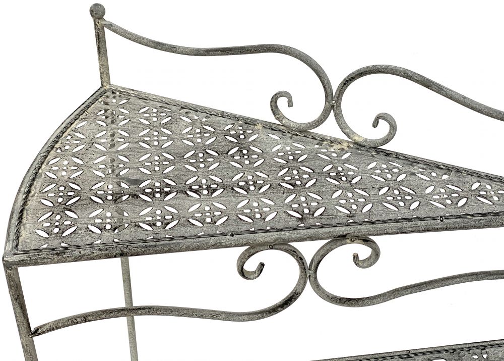 DanDiBo Blumentreppe Innen Metall Weiß Grau 55 cm Blumenständer mit 3 Ablagen 96125 Blumenständer Blumensäule Pflanzenständer Balkon Vintage