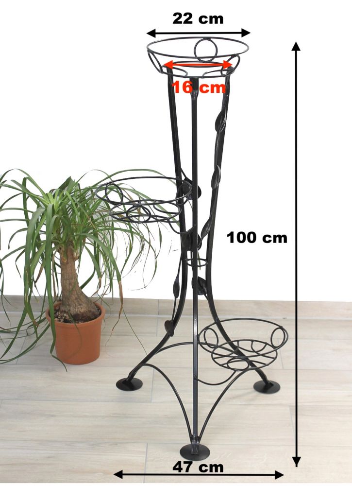 DanDiBo Flower Staircase Metal Black 100 cm Flower Stand with 3 Shelves KW041 Flower Column Plant Stand Plant Column Flower Stool