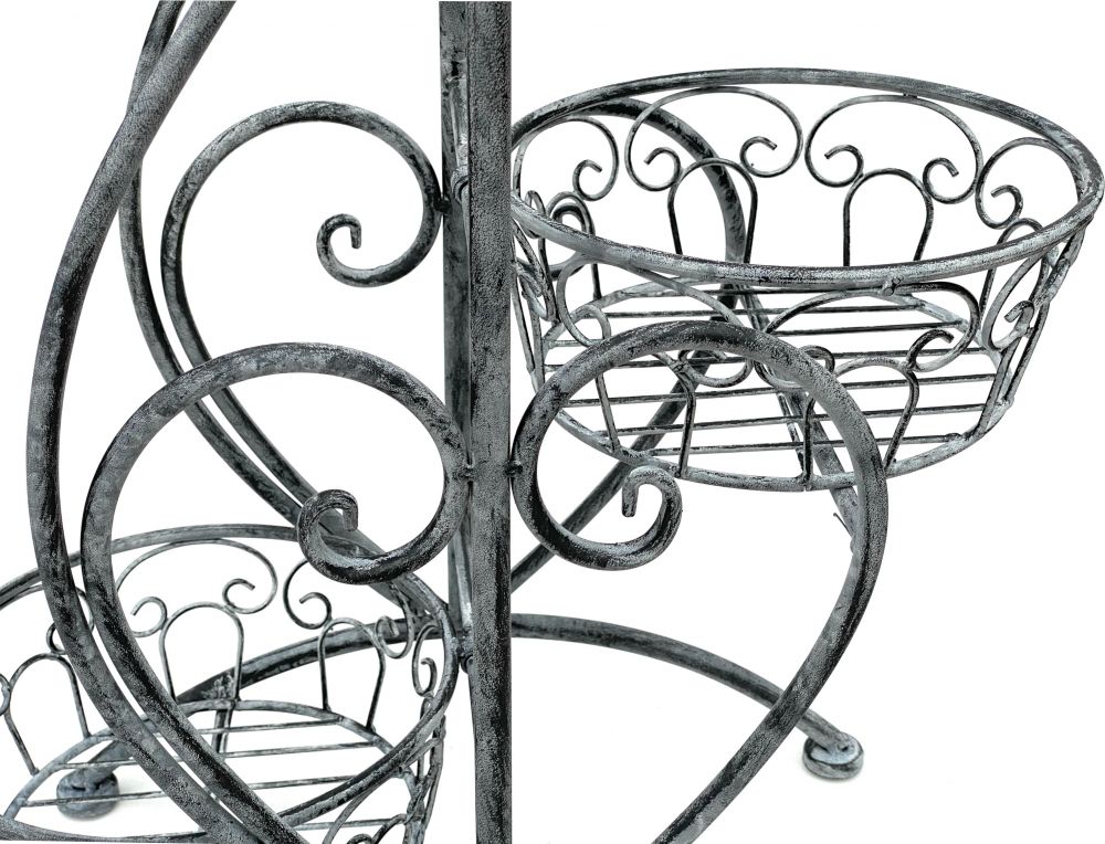 DanDiBo Blumentreppe Metall Grau 75 cm Blumenständer mit 3 Ablagen 96011 Blumensäule Pflanzenständer Pflanzensäule Blumenhocker