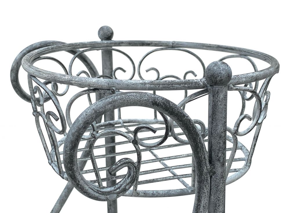 DanDiBo Blumentreppe Metall Grau 75 cm Blumenständer mit 3 Ablagen 96011 Blumensäule Pflanzenständer Pflanzensäule Blumenhocker