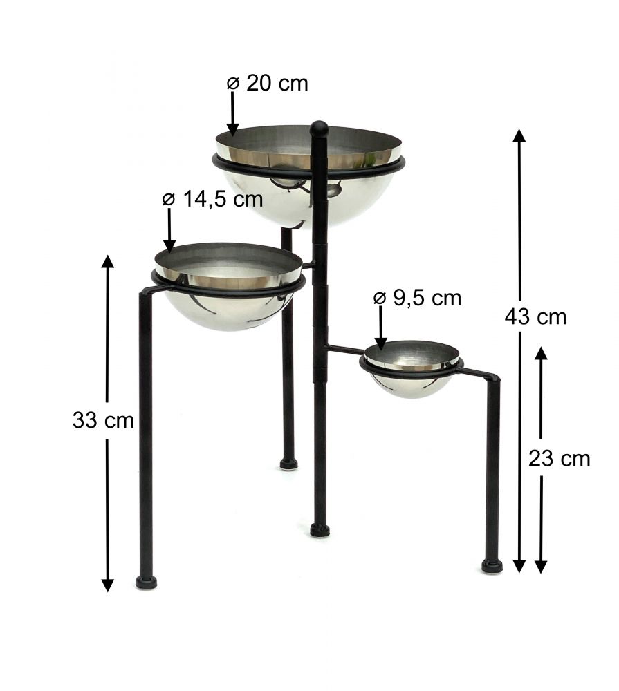 DanDiBo Blumentreppe Metall Rund 46 cm Blumenständer mit 3 Töpfe Silber 96082 Blumenständer Blumensäule Pflanzenständer Ablage