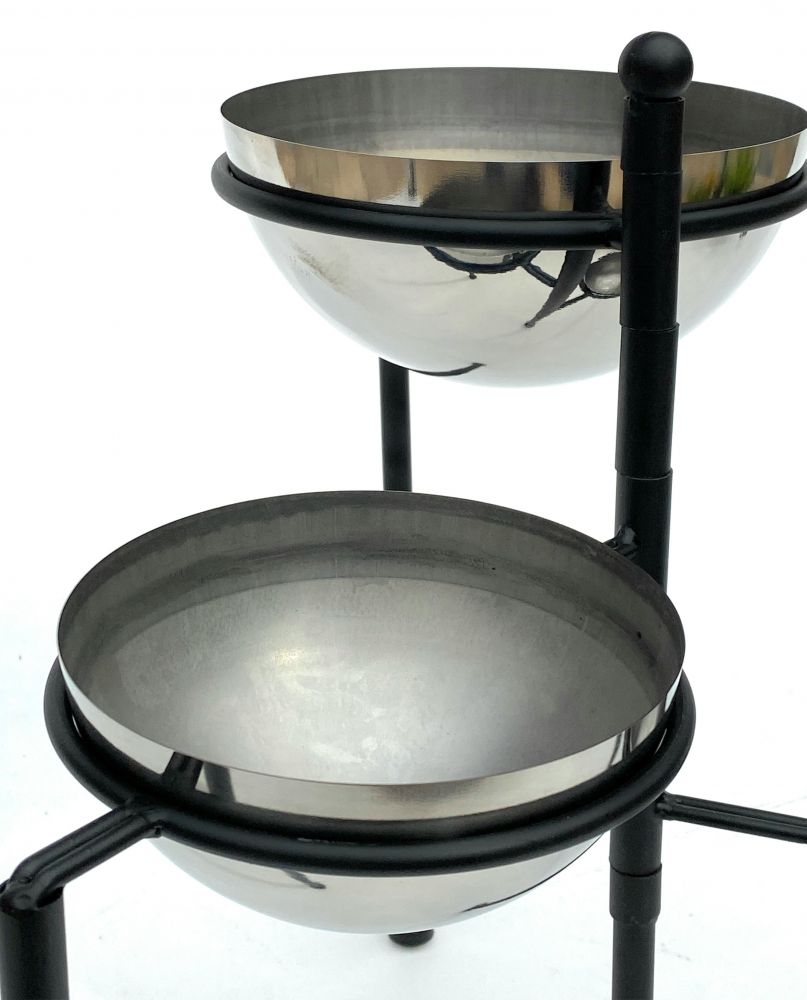 DanDiBo Blumentreppe Metall Rund 46 cm Blumenständer mit 3 Töpfe Silber 96082 Blumenständer Blumensäule Pflanzenständer Ablage