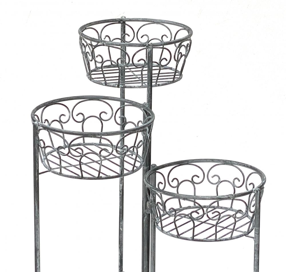 DanDiBo Blumentreppe Metall Rund 75 cm Blumenständer mit 3 Körbe 96012 Blumenständer Blumensäule Pflanzenständer