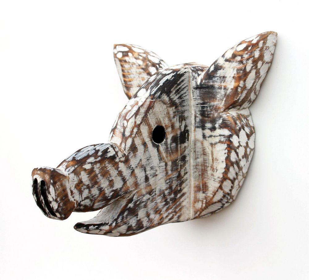 DanDiBo glasses holder wall glasses rack 93913 key holder pig handmade coat hook wood