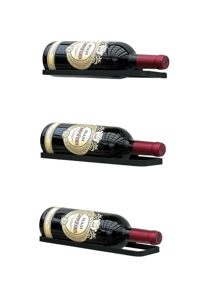 DanDiBo Weinhalter Metall Schwarz 3er Set Weinregal  Weinflaschen Flaschen 96419 Halter Wandregal Regal