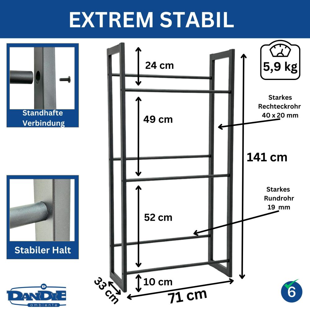 DanDiBo Bierkistenregal 6 Kisten Schwarz Metall Stehend 96563 Getränkekistenhalter 71 cm Getränkekistenständer Flaschenkistenregal