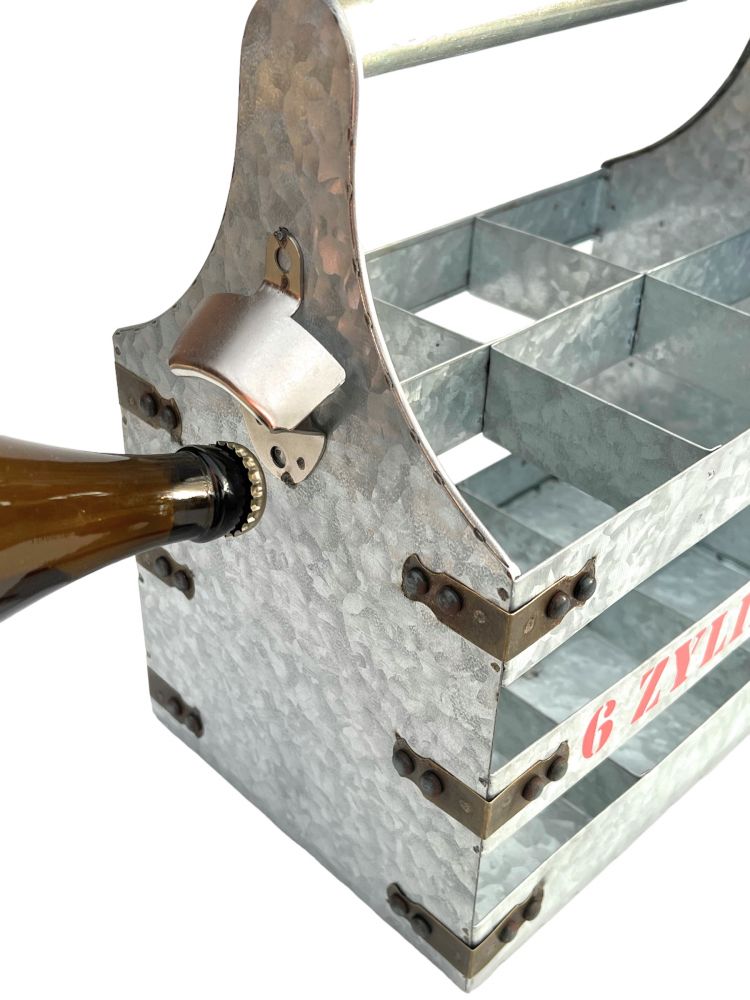 DanDiBo beer carrier metal with opener bottle carrier 6 cylinder V6 96402 bottle carrier bottle opener bottle basket men's handbag men's gifts